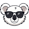 White Koala Cartoon Black Glasses