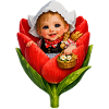 Baby in Red Tulip Bloom