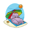 Hippopotamus Beach Parasol Summer