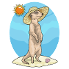 Erdmännchen Strand Strohhut Sommer