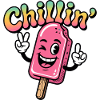 Retro Chillin Pink Popsicle Cartoon