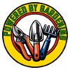 Gardening, circle logo with tools