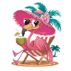 Entspannter Flamingo Am Strand Mit Kokosnuss