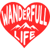 Wanderfull Life, Wander-Herz mit Bergsilhouetten