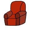 Silhouette de chaise longue rouge