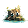 Forest stump with curious eyes