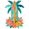 Tropical Surfboard Hibiscus Bloom