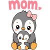 Penguin mom and chick