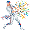 Bunter Baseball Schlagmann Pop Art