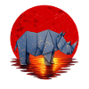 Origami Rhino Japanese Sunset