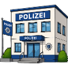 Polizei Cartoon Gebäude Druckdesign