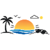 Sunset over palm tree beach