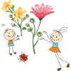 Kinderjubel mit bunten Blumen