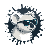 Koala chic lunettes sur splash bleu