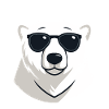 Eisbär mit dunkler Brille