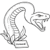 Cobra-Wappen-Linienkunst mit Laub