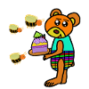 Bear with birthday cake children