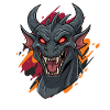 Dragon head with fire accents