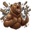 Bear breaks out of wooden frame