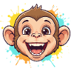 Cheerful monkey with paint splashes