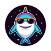 Neon Rainbow Shark with Sunglasses