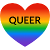 Pride QUEER rainbow heart