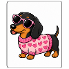 Dachshund Hearts Pink Glasses