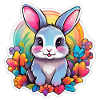 Pastel Rainbow Floral Bunny