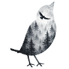 Vogel im Waldnebel