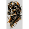 Skeleton pilot in steampunk style