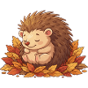 Cuddly hedgehog in autumn leaves