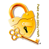 Heart-shaped padlock and key