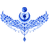 Lune ailée bleue