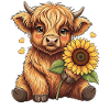 Vache des Highlands Tournesol