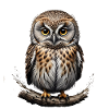 Tawny Owl Portrait on Branch