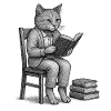 Bookish Cat in Suspenders