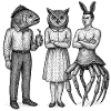 Trio Anthro : Chouette-poisson Lapin-Chouette