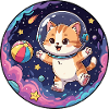 Katzen-Astronaut im bunten All