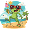 Frosch am Strand mit Eis