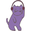 Des chats violets avec un casque