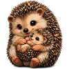 Mother and Baby Hedgehog Cuddle Illustration