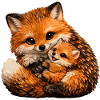 Fox and little one hug illustration