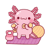 Entraînement mignon d’axolotl avec des haltères