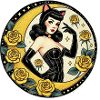 Moonlit Pinup Catgirl and Roses