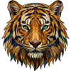 Buntglas-Tigerporträt-Mosaikkunst