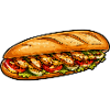 Sandwich baguette fraîchement garni