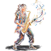 Female Saxophonist Playing Saxophone Art Print
