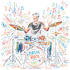 Male Drummer Playing Drum Set Print