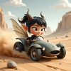Fairy Adventurer in a desert car
