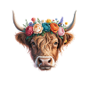 Vache avec couronne de fleurs